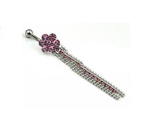 SEXY BEAUTIFUL LADIES FLOWER Belly Bar Ring Rhinestone Navel Gift UK BARGAIN