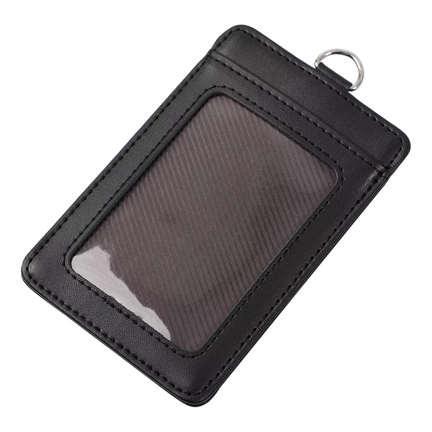 Black Faux Leather Badge Id Card Holder Name Luggage Bag Suitcase Travel Tags Uk