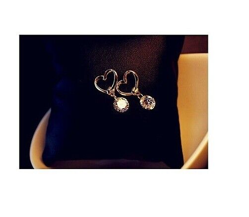 SEXY BEAUTIFUL Love Heart Shaped Crystal Hook Earrings Ear Stud Womens Gift UK