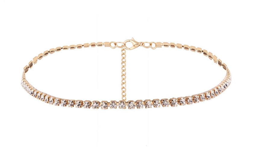 Rhinestone Choker Gold Silver Necklace Vintage Chockers Punk Retro Collar UK