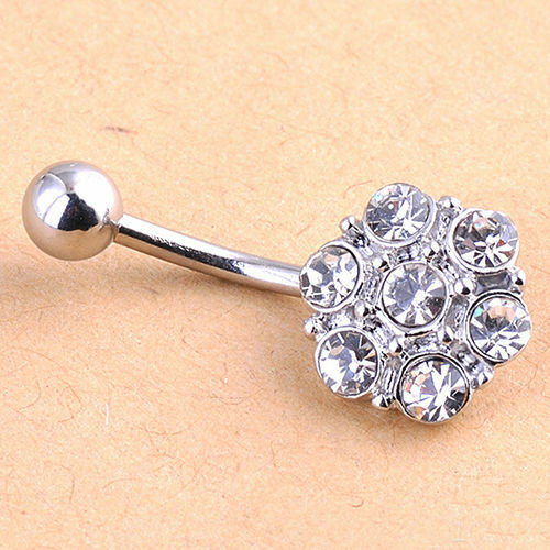 SEXY beautiful Flower Belly Bar Button Piercing Belly Navel Bar Body pink clear