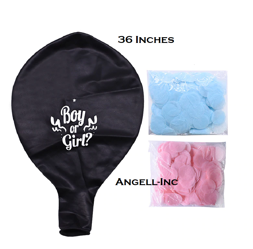 Premium LARGE Gender Reveal Balloon Baby Girl Pink Or Boy Blue Confetti 36" UK