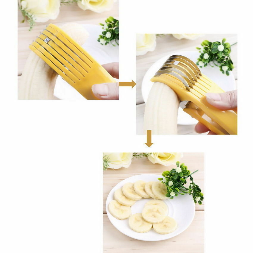 BANANA FRUIT SLICER SASUAGE CUTTER SUMMER EATING KITCHEN FRUIT TOOL GADGET UK