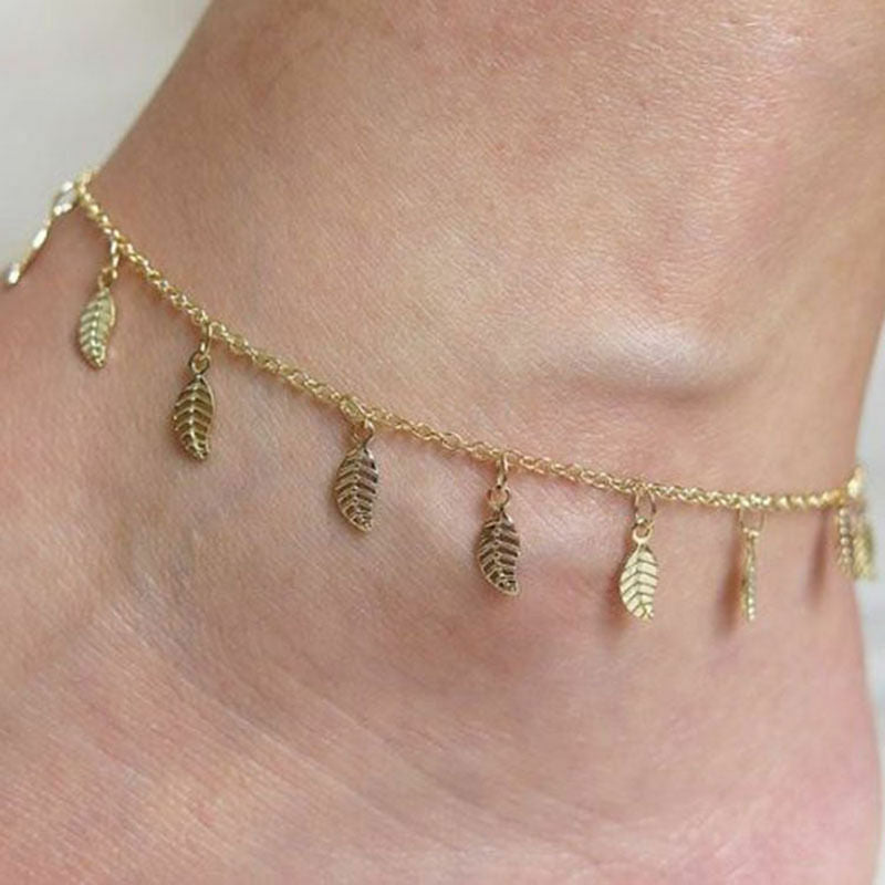 SMALL LEAF CHARM Fashion Ankle Bracelet Women Anklet Foot Jewelry Chain Beach