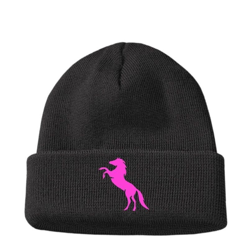 Custom Embroidered Personalised Horse Designer Woolly Beanie Hat Men's Work Gift