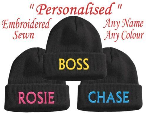 2pc Set PERSONALISED Name Beanie Hat + Scarf Neck Warmer Scalve Tube Fleece Gift