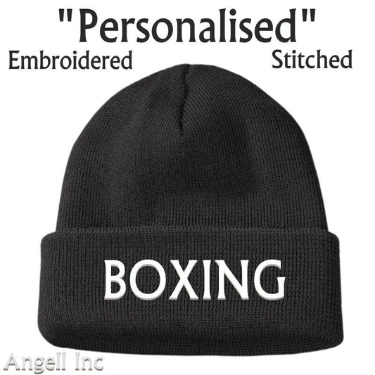 MENS BOXING BEANIE HAT TRAINING RUNNING SPORT GIFT WOMEN Personalised Woolly GYM