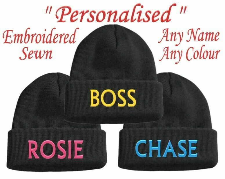 Personalised Name Beanie Hat Football Team Club Children's 10yr - 16yr Boys Gift