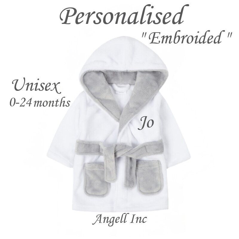 Newborn Personalised Baby Robe Bath Embroidered Dressing Gown Boy Girl Gift Soft