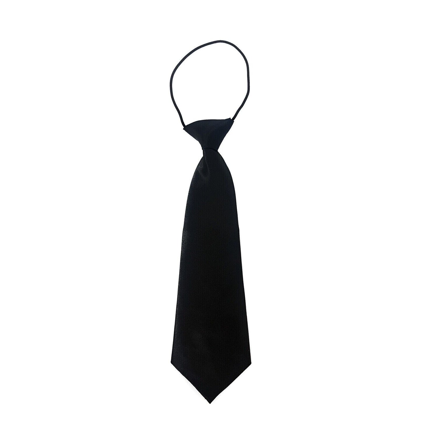 PERSONALISED Name Initials Kids Black Tie Elastic Wedding Boys Clip On Present
