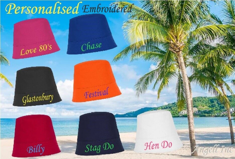 Personalised Adult Bucket Hat STAG DO HEN FESTIVAL FISHING RAVE FANCY BEACH GOLF