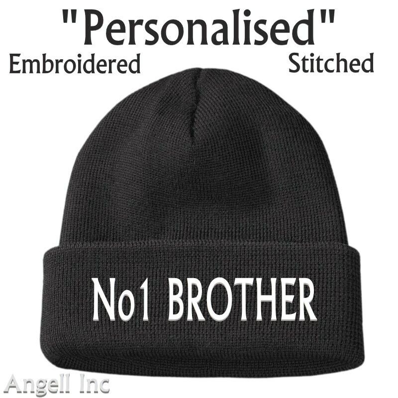 Mens BEST No1 BROTHER GIFT BIRTHDAY  Beanie Hat Personalised Woolly WORK GYM