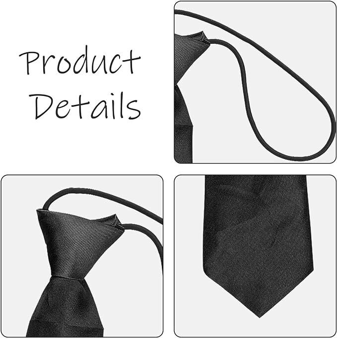 PERSONALISED Name Initials Kids Black Tie Elastic Wedding Boys Clip On Present