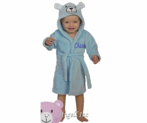 Personalised Baby Robe Bath Embroidered Dressing Gown Boy Girl Gift Soft Animal