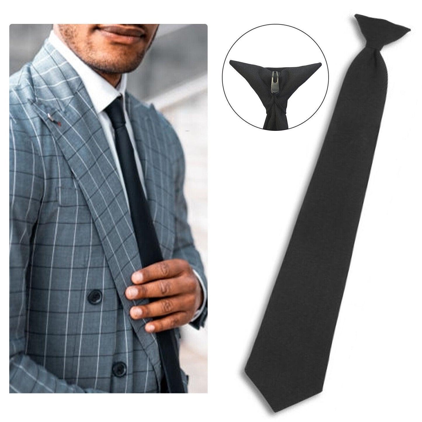 PERSONALISED Initials Smart Business Tie Gift Present Birthday Dad Black Clip on
