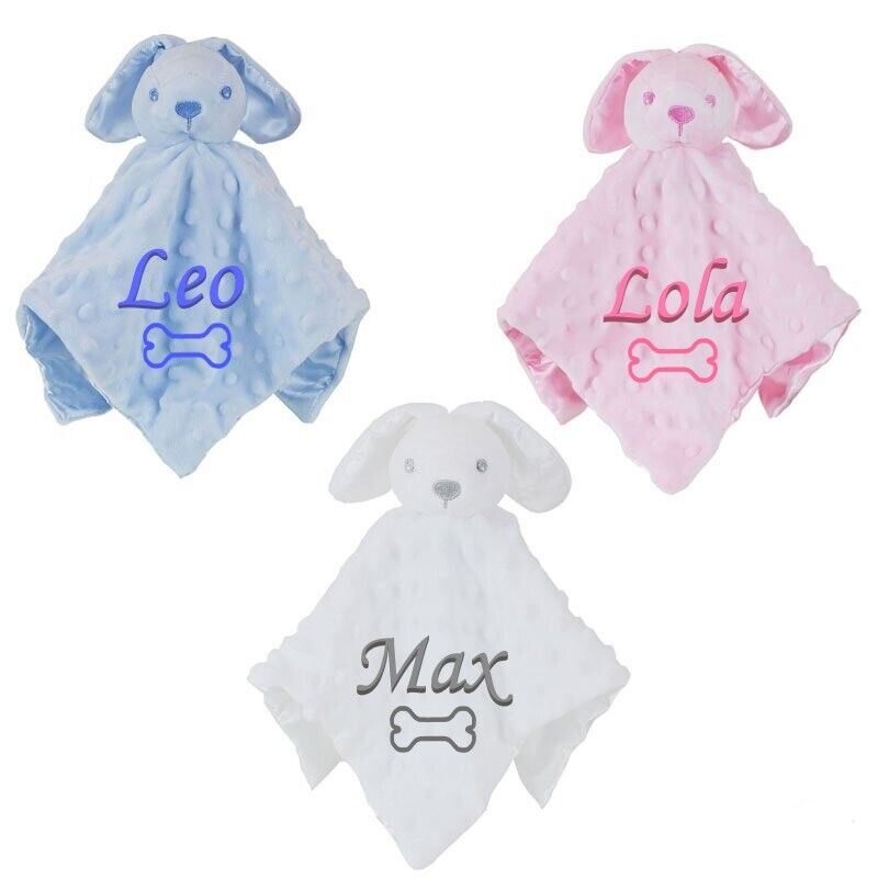 Personalised Pet Name Dog Puppy Scent Comfort Blanket comforter Bed Training Toy
