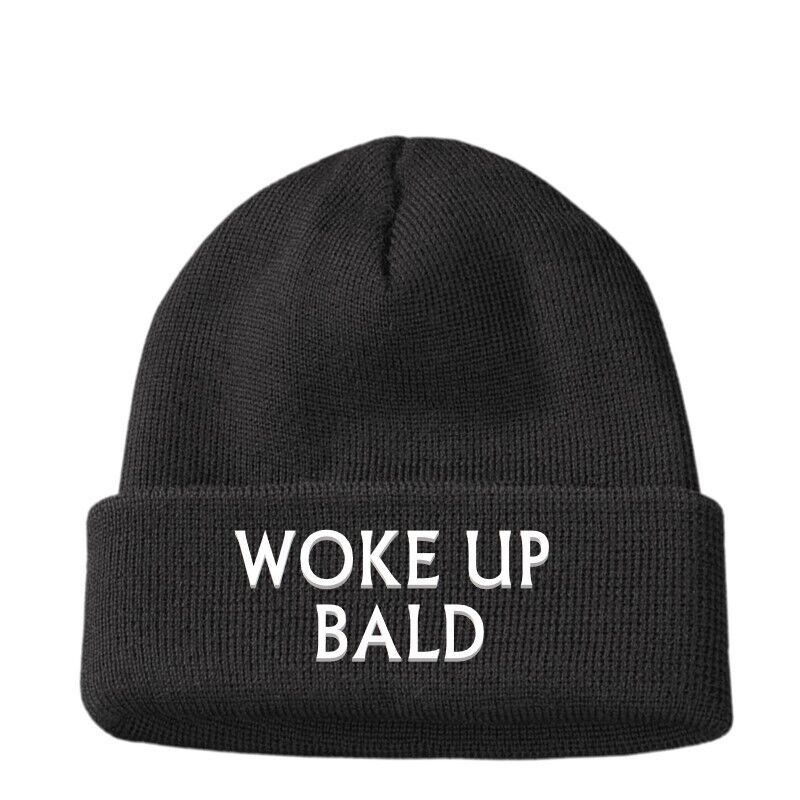 Gifts For Dad men's WOKE UP BALD Baldy Funny Beanie Hat Best Joke Birthday