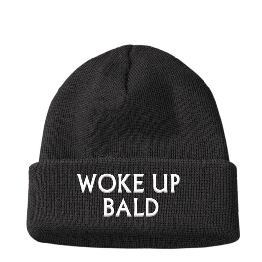 Gifts For Dad men's WOKE UP BALD Baldy Funny Beanie Hat Best Joke Birthday