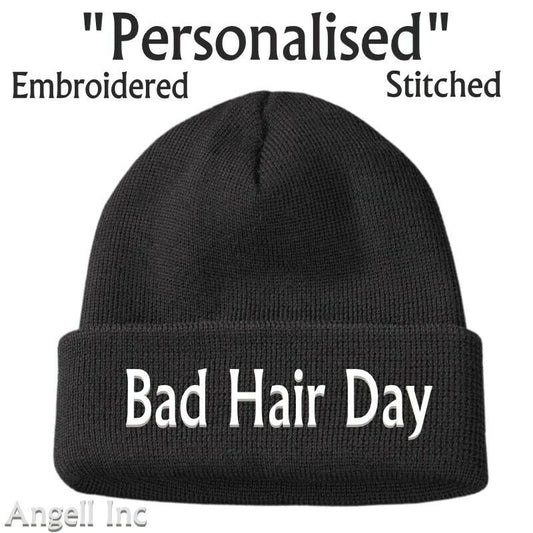 Mens Womens BAD HAIR DAY Beanie Hat Cap Gift Funny Rude Joke Birthday Present
