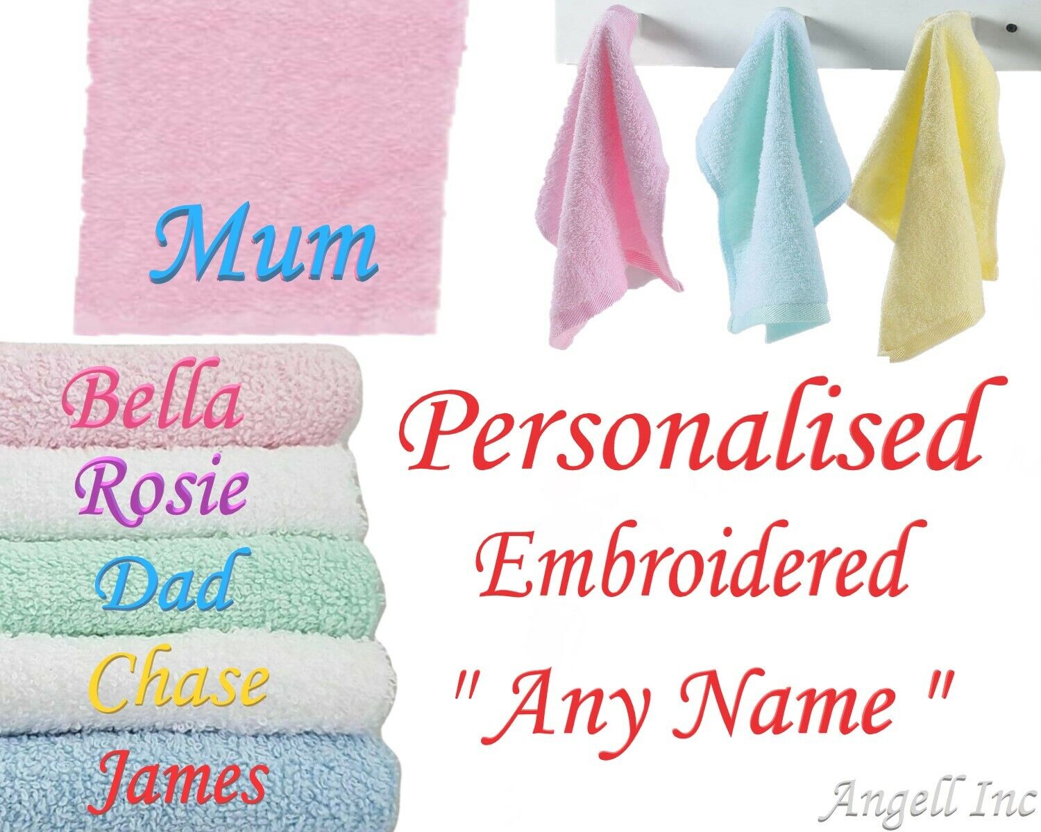 Personalised Embroidered Face Cloth Towel Flannel Baby Gift Kids Adult Gifts