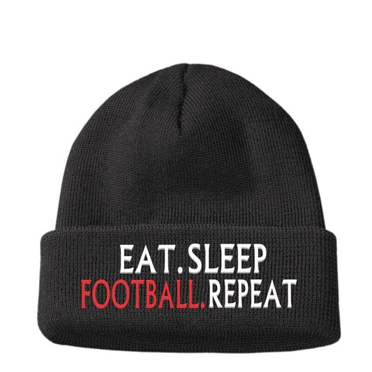 Dad men's EAT SLEEP FOOTBALL Repeat Boyfriend Funny Beanie Hat Birthday Gifts