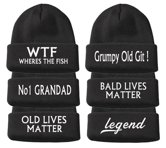 Beanie Hat Gifts For Him Men No1 Grandad Best Dad GRUMPY OLD BALD Funny Joke Cap