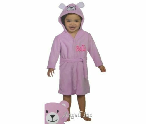 Personalised Baby Robe Bath Embroidered Dressing Gown Boy Girl Gift Soft Animal