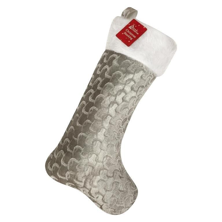 Personalised Name Grey Silver Christmas Stocking kids children xmas Santa Sacks
