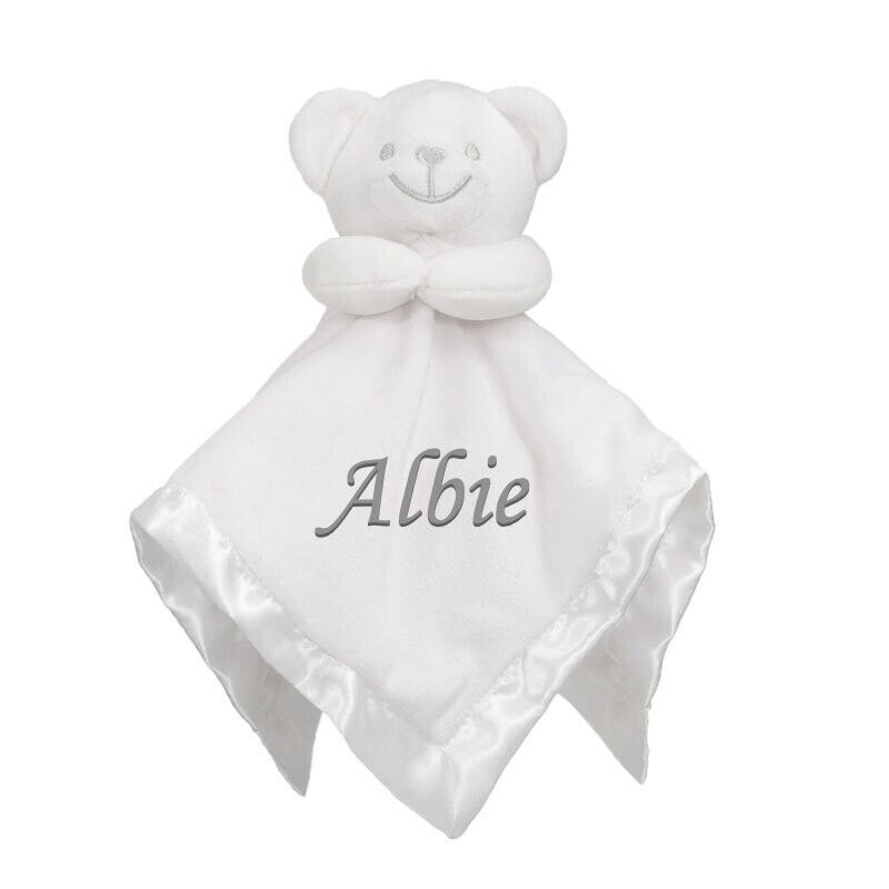 PERSONALISED BABY TAGGIE TAGGY COMFORTER BLANKET FLEECE SOFT SATIN BOY GIRL