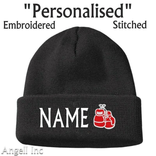 MENS BOXING GLOVES BEANIE HAT TRAINING MMA UFC SPORT GIFT WOMEN GYM EMBROIDERED
