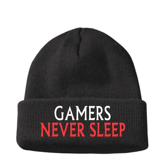 Dad Gifts men's GAMERS NEVER SLEEP Boyfriend Son Funny Beanie Hat Joke Birthday