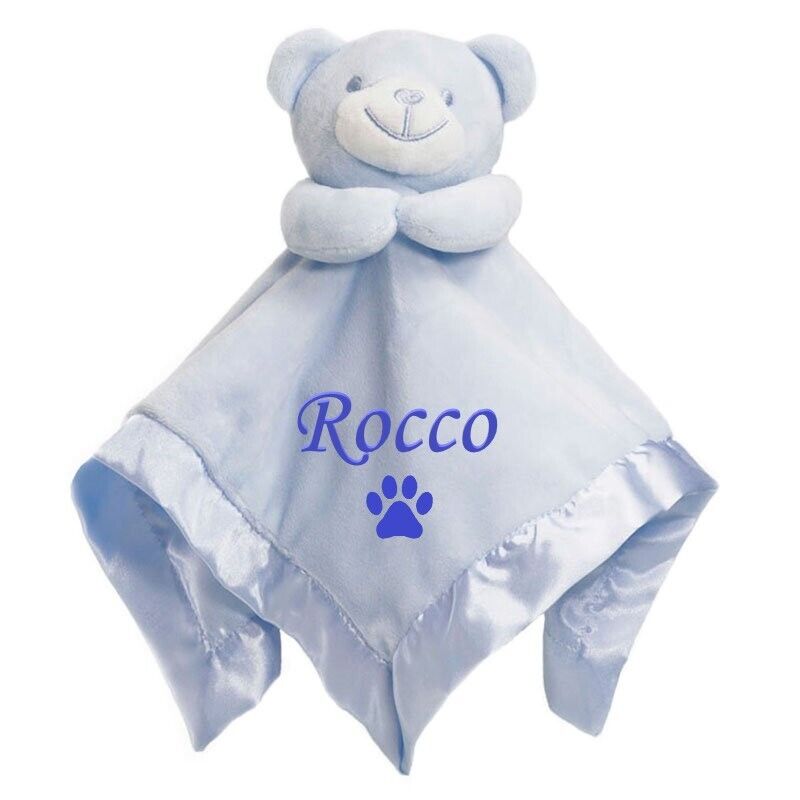 PERSONALISED Pet Name Dog Paw TAGGY COMFORTER BLANKET Cat Bed Puppy Scent Toy