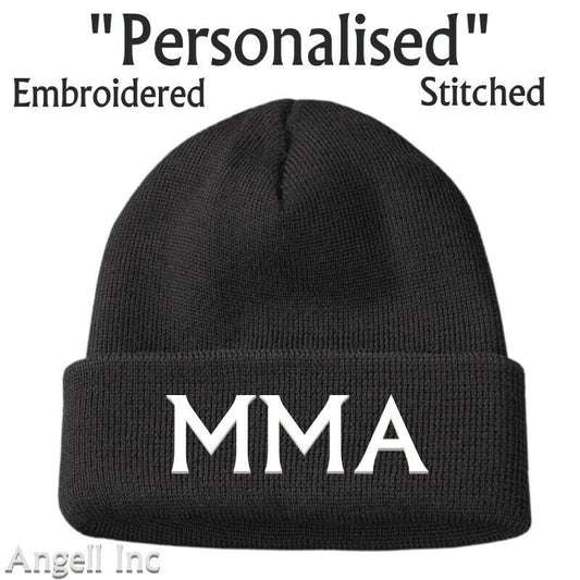 MMA CAGE FIGHTER GIFT BIRTHDAY WOMEN MENS Black Beanie Hat Personalised WORK GYM