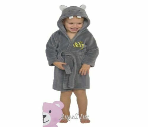 Personalised Baby Robe Bath Embroidered Dressing Gown Boy Girl Gift Soft Animal