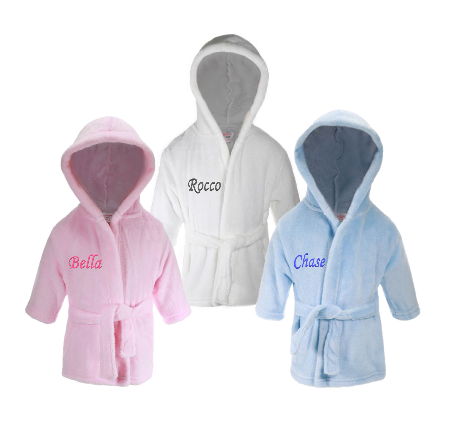 Personalised Baby Robe 6-12m Bath Embroidered Dressing Gown Boy Girl Gift Super Soft