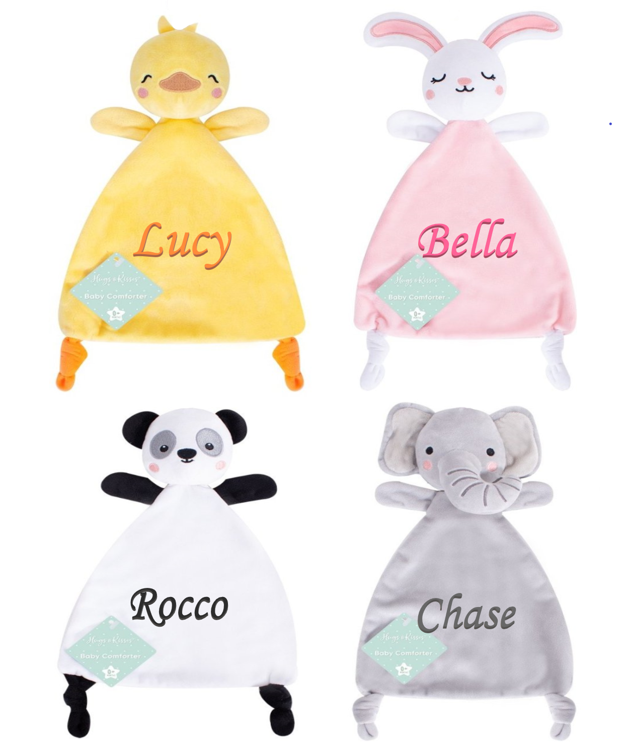 PERSONALISED BUNNY BABY TAGGIE TAGGY COMFORTER BLANKET FLEECE SOFT BOY GIRL
