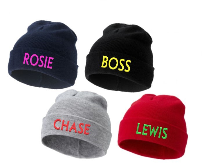 Custom Embroidered Personalised Wooly Beanie Hat Headwear Workwear Promotion