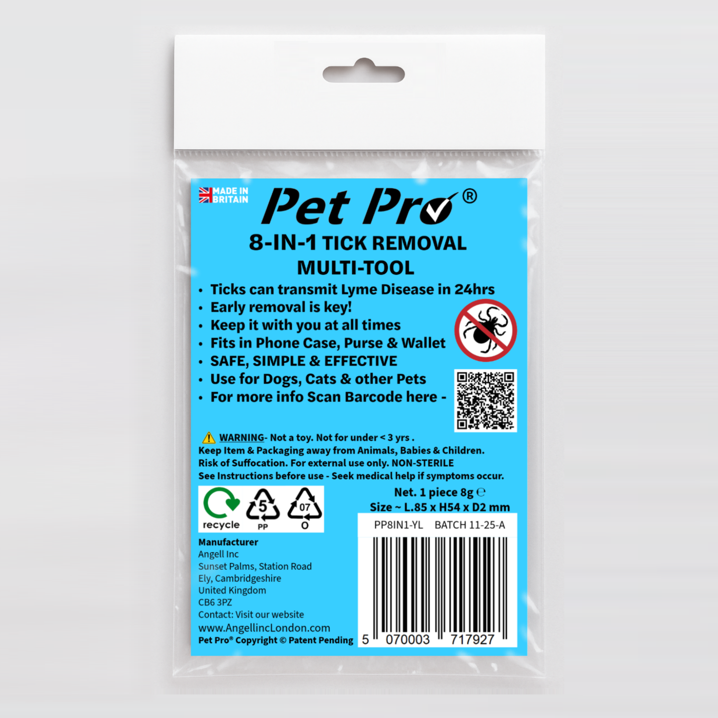 Pet Pro 8-in-1 Tick Removal Multi-Tool packaging on a white background