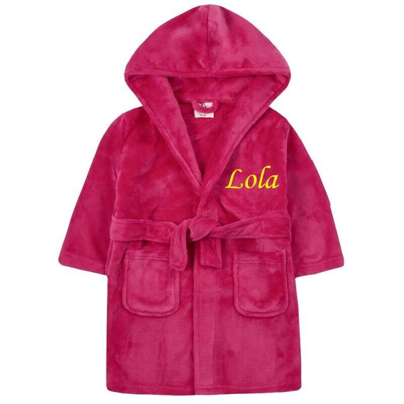 Personalised Girls Bath Robe 7-13 Years Embroidered Girls Dressing Gown Hooded Housecoat Hooded Childrens Dressing Gown Towel 7-13yrs Custom