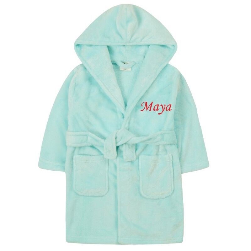 Personalised Girls Bath Robe 7-13 Years Embroidered Girls Dressing Gown Hooded Housecoat Hooded Childrens Dressing Gown Towel 7-13yrs Custom