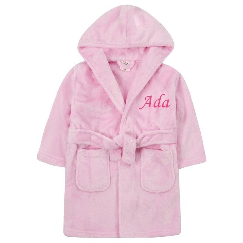Personalised Girls Bath Robe 7-13 Years Embroidered Girls Dressing Gown Hooded Housecoat Hooded Childrens Dressing Gown Towel 7-13yrs Custom