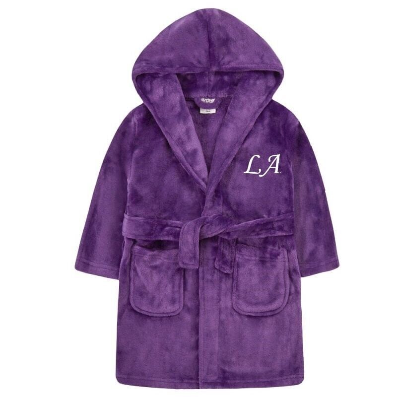 Personalised Girls Bath Robe 7-13 Years Embroidered Girls Dressing Gown Hooded Housecoat Hooded Childrens Dressing Gown Towel 7-13yrs Custom