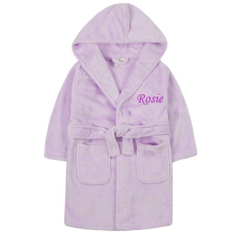 Personalised Girls Bath Robe 7-13 Years Embroidered Girls Dressing Gown Hooded Housecoat Hooded Childrens Dressing Gown Towel 7-13yrs Custom