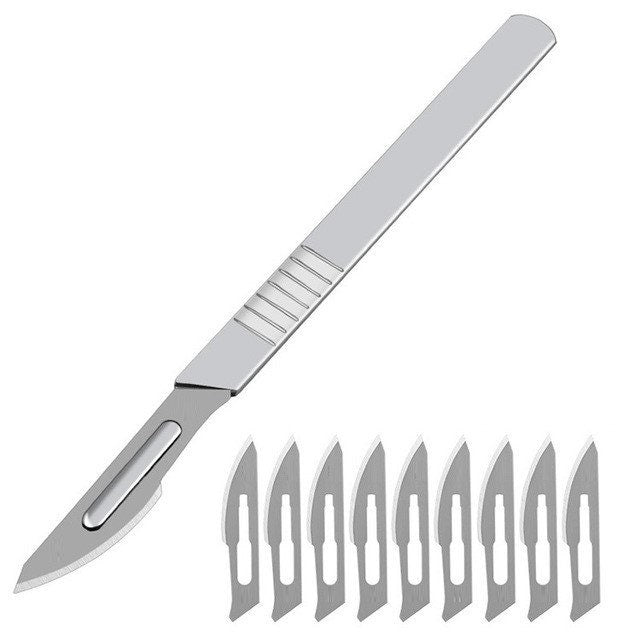 11pc Set includes Scalpel and pack of 10x Scalpel Blades 10# or 11# Stainless Steel Engraving Wood Carving Tool Blades Sharp scalpel Crafts