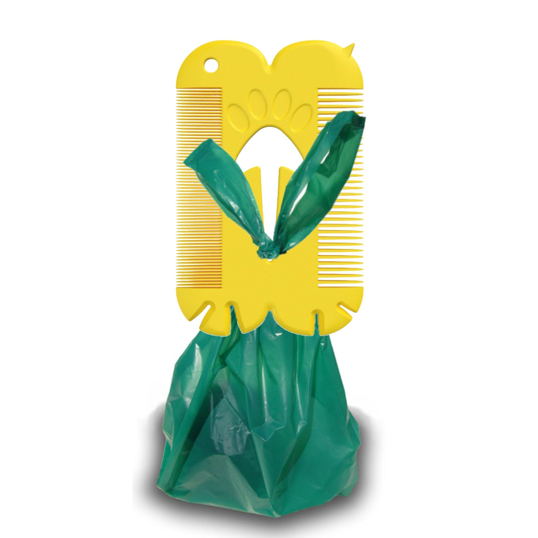 hands-free poop bag holder clipped to dog leash