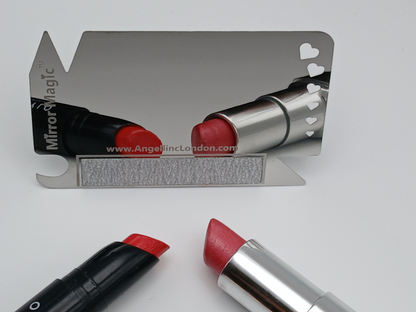 Compact Make up Travel Pocket Mirror Magic 7in1 Mirrored Nail File Grit Emery Cleaner
