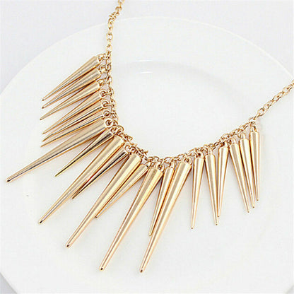 Fashion Women LONG STUD PENDANT CHAIN NECKLACE CHOKER STRAP Wedding Jewellery UK