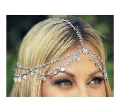 Tassel Hippie Retro Gold Coin Disc Tassel headband head piece chain