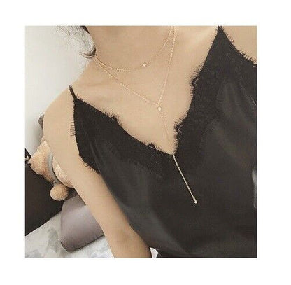 Long Pendant Choker Diamond charm Necklace Fashion Women Chain Jewelry Chocker