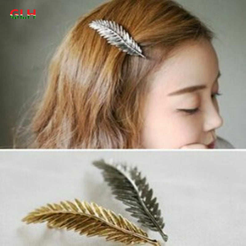 Feather Leaf Hair Clip Vintage Bridal Leaves Pin Hippy shabby chic Wedding